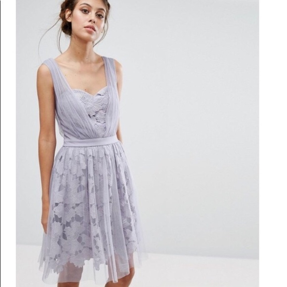 ASOS Little Mistress Lace and Tulle Overlay Dress